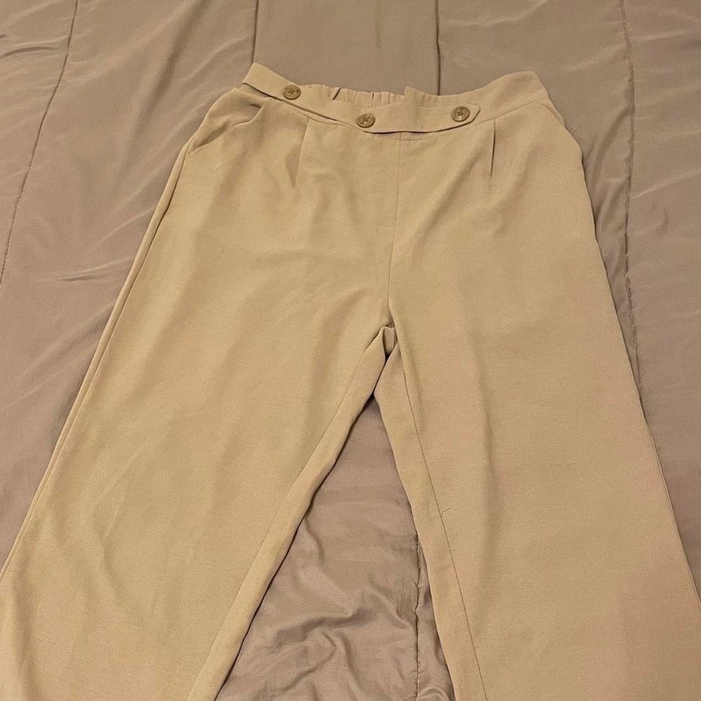 Tan mid waisted trousers